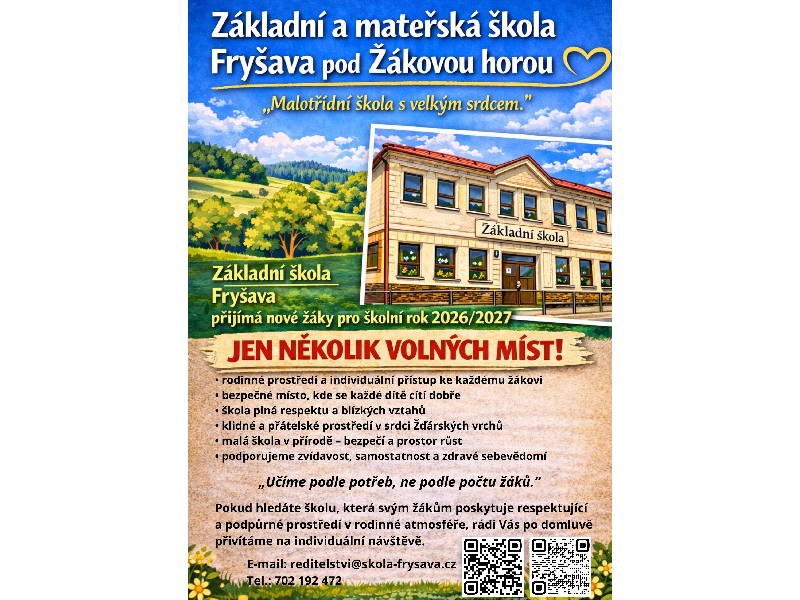 Základní škola Fryšava - školní rok 2026/2027